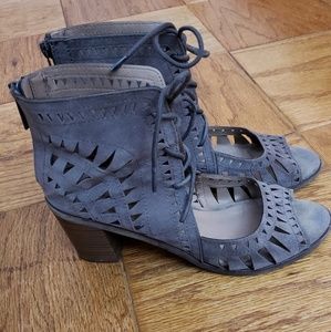 Gray Cutout Heeled Sandals